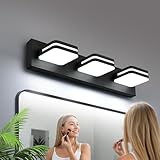 360° Rotate LED Bathroom Vanity Light Fixtures, 1300LM Acrylic Matte Black Vanity Lights for Bathroom, Modern Wall Lighting Fixtures Over Mirror Kitchen Living Room Hallway (Natural White Light 5000K)