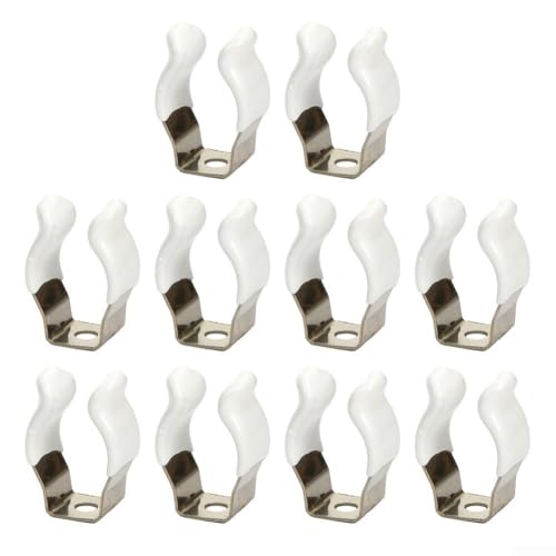 Ehlivhall Spring Terry Tool Clips 10 Pack Open Type Heavy Duty Storage Holder Stainless Steel Rubber Coated Mounting Clips for Tools Brooms Brushes Rakes Garage Workshop Cabinet(25mm)