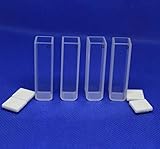 LAB4US Standard Glass Cuvette for (4pcs) Spectrophotometer Glass cuvettes Cells 10mm pathlegnth, 3.5ml; 2 Clear Sides, 340-2500 nm Open top with Lid