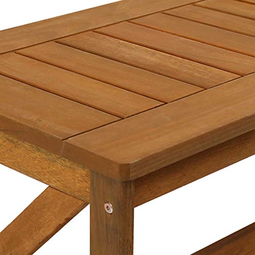 Sunnydaze 35-Inch Meranti Wood Outdoor Patio Coffee Table With Teak Finish #TOP3