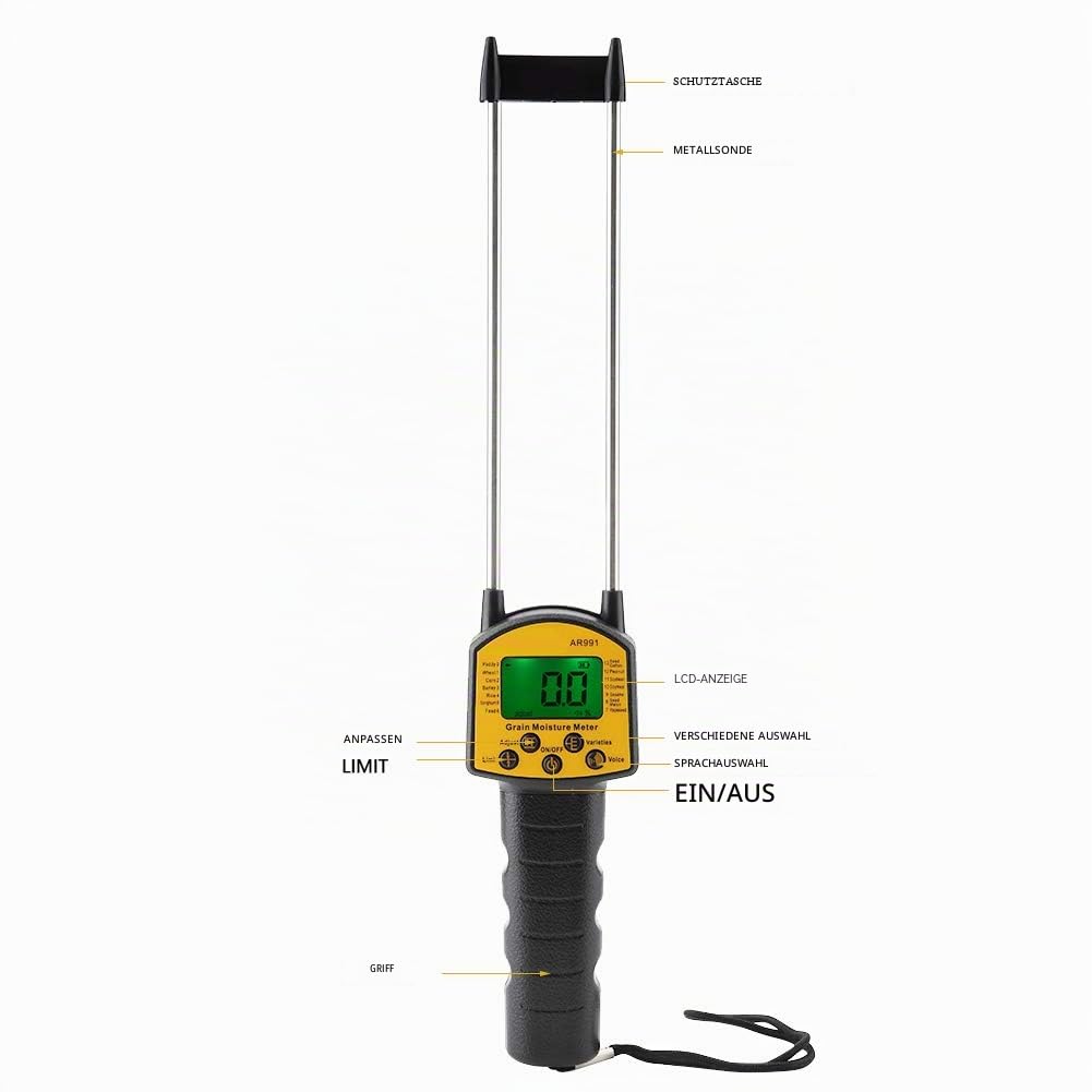 Tragbares Heu-Feuchtemessgerät, Teile und Zubehör für Prüfgeräte Sonstige Prüfgeräte und Kalibratoren Digitales LCD-Getreidefeuchtemessgerät für Weizen, Mais, Reis, Erdnuss, Sojabohnen