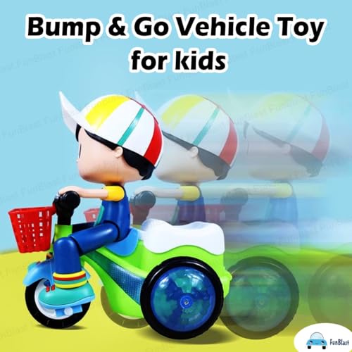 Image of FunBlast Stunt Bicycle Toys - Bump & Go Vehicle Toy with Sound & Flashing Light | Tricycles Toys for Kids (Without Battery)