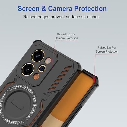 Image of amazon basics Back Case Cover for Realme Narzo Power 5G | Magnetic Case with Built-in Metal Ring | Supports MagSafe Charger, Wallet & Car Mount | Shockproof Hybrid PC + TPU | Black