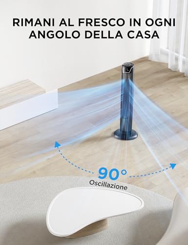 Midea FZ10-17JR - Ventilador de torre silencioso con mando a distancia (92 cm, temporizador, 7 horas, 3 modos, 3 velocidades, 45 W), color negro - imagen 3