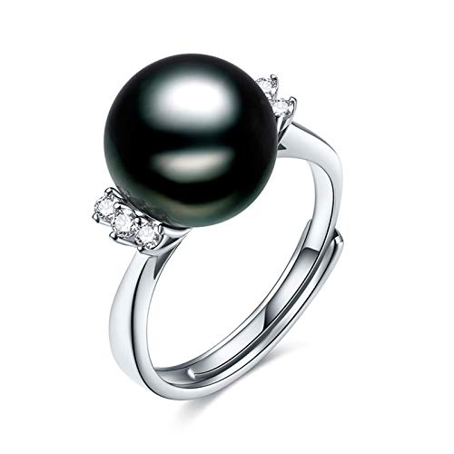 Bague Argent Perle Noire pour Femme, le Bijou Ajustable Idéal pour vos Soirées