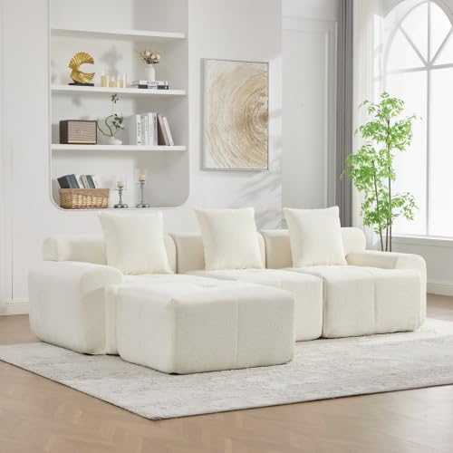 Ecksofa Modulares Sofa Dunkelgrau 260 cm – Montagefrei Sofa aus Samtstoff, 3-Sitzer Couch mit hochdichtem Schaum, flexibel kombinierbar für kleine Wohnungen