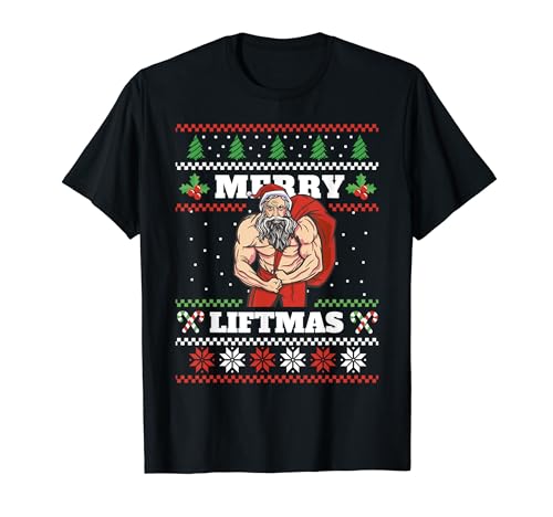 Maglione natalizio divertente con scritta "Merry Liftmas" Maglietta