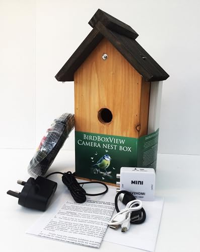 Cedarwood nestbox containing high spec 700TVL cabled colour CCTV camera (700/30+HDMI kit)