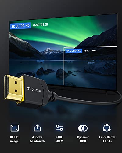 Stouchi Ultra Thin Hyper Slim Extremely Flexible 2M 2 Packs 8K HDMI Cable,10K 8K120 4K120 144 Hz - Image 3