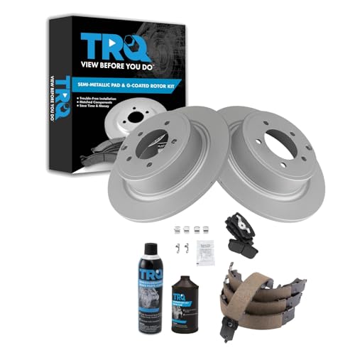 Image of TRQ Rear Brake Pad & Rotor Kit Compatible with 2017 Jeep Patriot Compass 2013 Chrysler 200