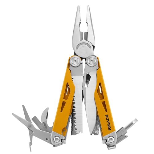 Image of 21-in-1 Multi Tool Pliers w /Safety Locking & Spring-Action Scissors | Heavy-duty Stainless Steel Multi-tool Set with Nylon Sheath for Work, Home, Garden, DIY & Auto, Maple Yellow