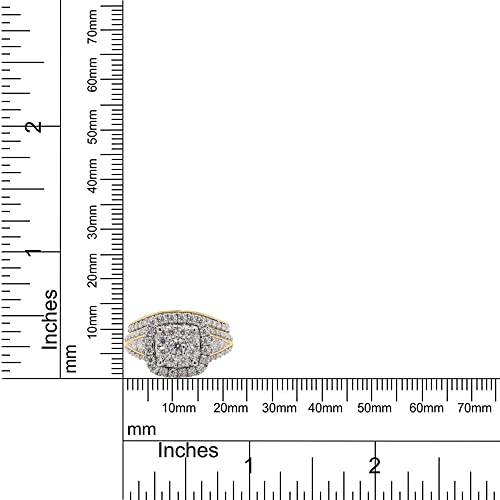 Savearth Diamonds 1 1/4 Cttw Round Cut Lab Created Moissanite Diamond Double Halo Bridal Set Wedding Ring In 14K Yellow Gold Over Sterling Silver (G-H Color, Vvs1 Clarity, 1.25 Cttw)-6.5 #TOP3