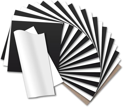 Image of HTV Heat Transfer Vinyl: 12 White HTV Vinyl & 11 Black Heat Transfer Vinyl | 12 White HTV Vinyl & 11 Black Heat Transfer Vinyl, 12 inchx12 inch PU Iron on Vinyl & 1 PTFE Sheet Easy to Cut & Weed for Heat Design