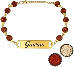 Personalized Rudraksha Metal Rakhi with Name | Best gift for Brother On Rakshabandhan