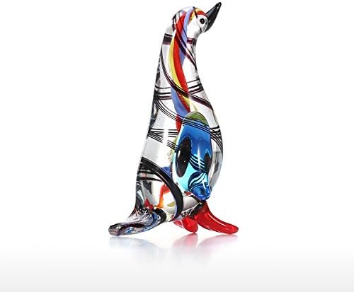 Tooarts Mini Glass Penguin Wildlife Sculpture Playful Handmade Craft Hand Blown Art Gift Home Decor