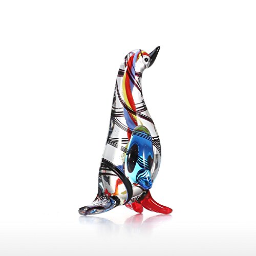 Tooarts Mini Glass Penguin Wildlife Sculpture Playful Handmade Craft Hand Blown Art Gift Home Decor