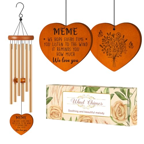 Meme Gifts from Grandkids, Meme Wind Chimes, Birthday, Retirement, Thanksgiving, Mothers Day, Grandparents Gifts from Grandchildren, Grandma Gift