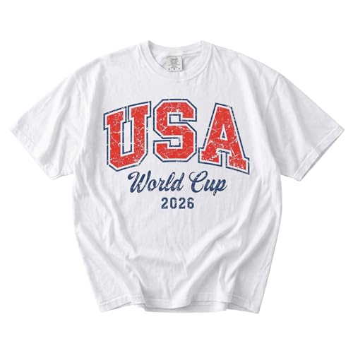 World Cup 2026 Comfort Colors Shirt | Distressed Varsity Letter Retro Soccer Tee | Custom Country Flag Fan Gear Gift (US, Alpha, Large, Regular, Regular, USA-1)