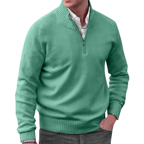 Herren-Pullover mit V-Ausschnitt, Viertelreißverschluss, Strickpullover, schmale Passform, weiche, warme Strickwaren, bequemer Winter-Pullover, lässiger oder intelligenter Pullover, langärmeliges