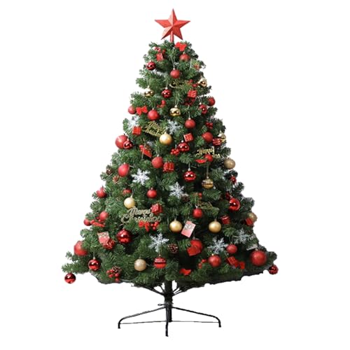 Árbol de Navidad artificial completo, para entradas y decoraciones exteriores de Navidad, copos de nieve y estrella superior, árbol de Navidad multicolor falso con patas de metal duraderas