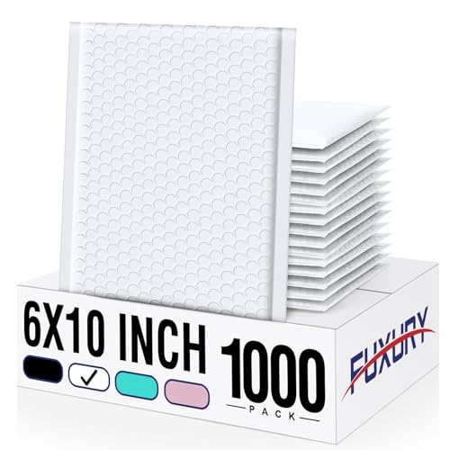 Image of Fuxury Bubble Mailers 6x10 inch White Padded Envelopes 1000Pack Strong Adhesion Thick Padded Mailers for Small Business Mailing Small Items,Jewelry,Makeup