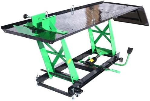 【LuckyNote】 Hydraulic Motorcycle Lift - 1000 LB Capacity, Lift Hoist, Jack Stand, for Mechanics, Workshops, Homes，86.5 x 26.75 inch Platform, Height Range 7.7-32.9 inch, for Mechanics and Workshops