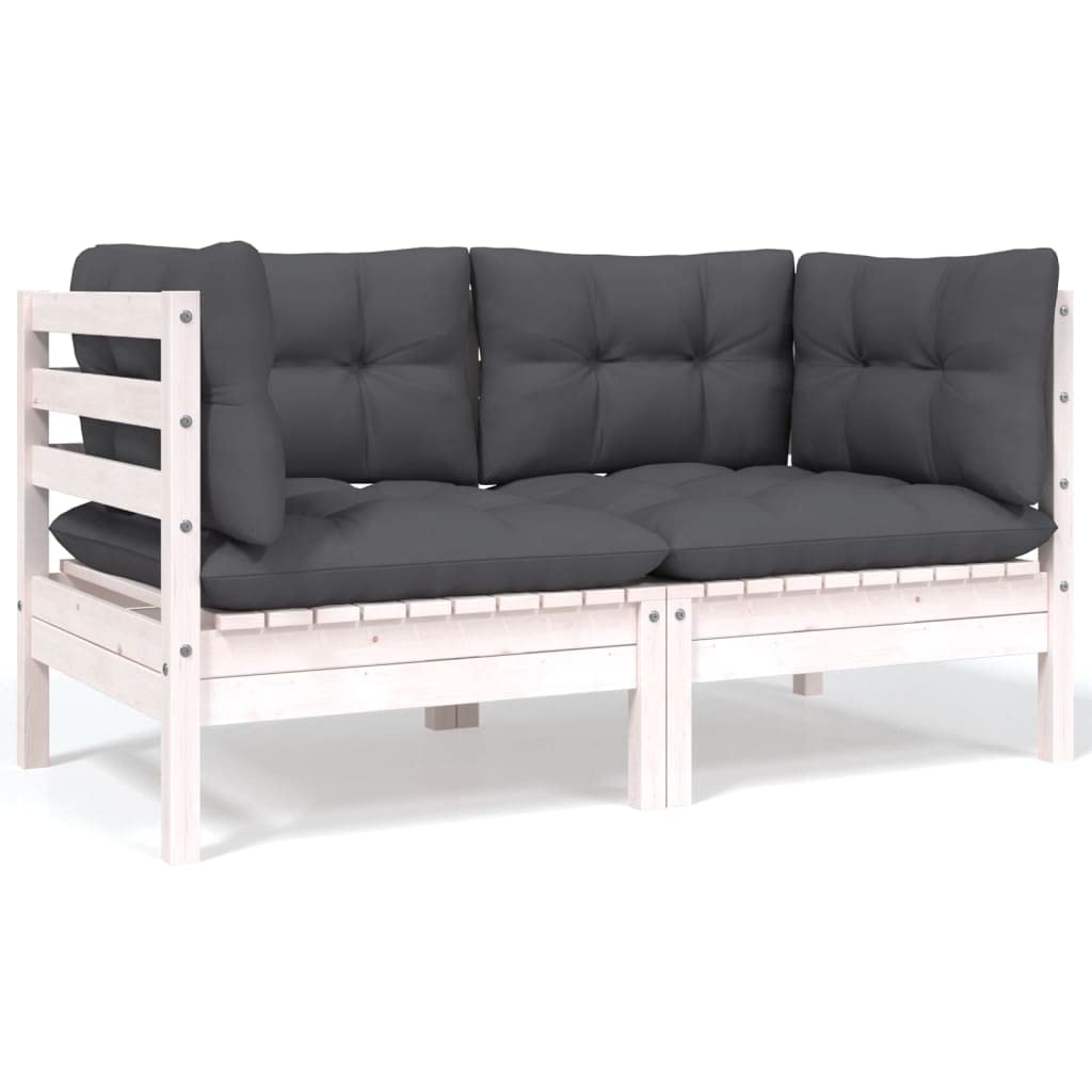 Générique Salon de Jardin Modulable 9 Pièces en Bois de Pin Massif avec Coussins Anthracite – Ensemble Canapé d'angle, Central et Table pour Terrasse, Jardin, Balcon | Confortable et Design