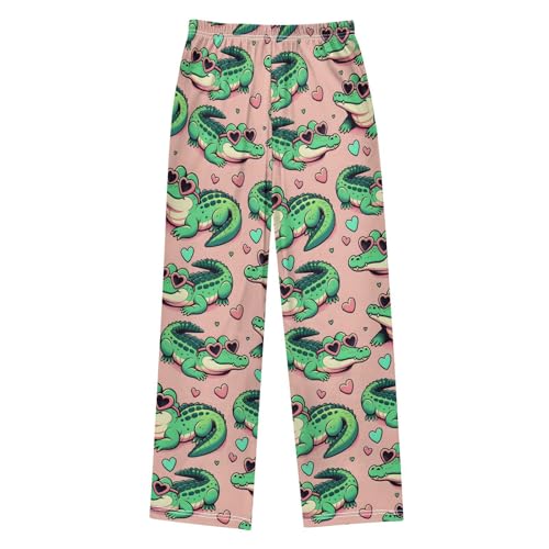 Pajama Pants Cartoon Crocodiles Heart Glasses Long Sleep Pants Lounge Bottoms2