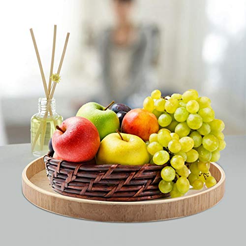 Round Tray, Round Bar Serving Tray, Wooden Circle Tray, Round Lap Trays for Eating, Tea and Coffee Tray for Cafe Restaurant Hotel Home Shop(30cm) - Image 2