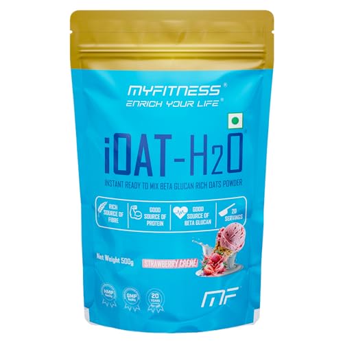 Image of Oats Powder | iOat H2O | Instant Ready To Mix Beta Glucan Rich Flavoured Oats Powder | Breakfast Cereals (500g (Pack Of 1), Strawberry Creme)