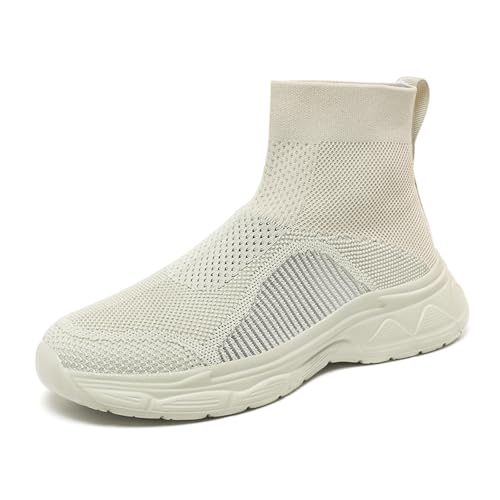 GSIGUL Men's Running Walking Shoes High Top Fashion Sneakers Slip on Socks Sneakers Casual Sports Shoes