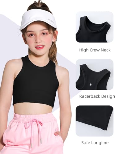 Girls Sports Bra Athletic Training Tank Tops Sleeveless Racerback Crop Tops for Kids Teens 5-12Y4