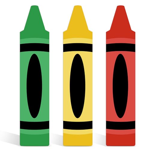 APUDWN 3 Pcs 4ft Crayon Cardboard Cutouts Waterproof Giant Back to School Decorations Standee Props Plastic Lifesize Colored Pencils Yard Signs for Classroom Party Supplies Photo Booth Background