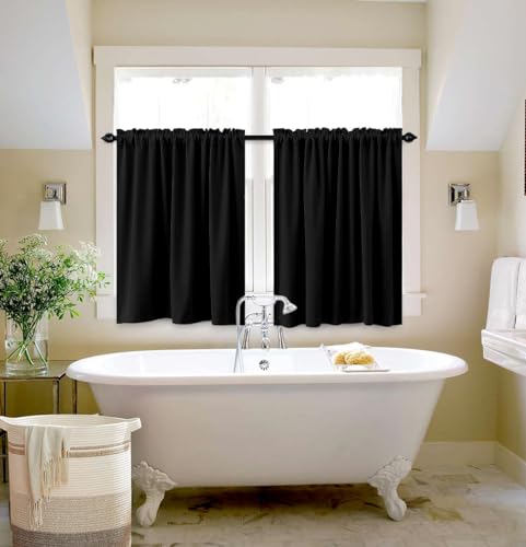 Image of KOUFALL 20 Inch Curtains for Bedroom Black Out,Small Window Mini Short Blackout Curtains,24 x 20 in Length