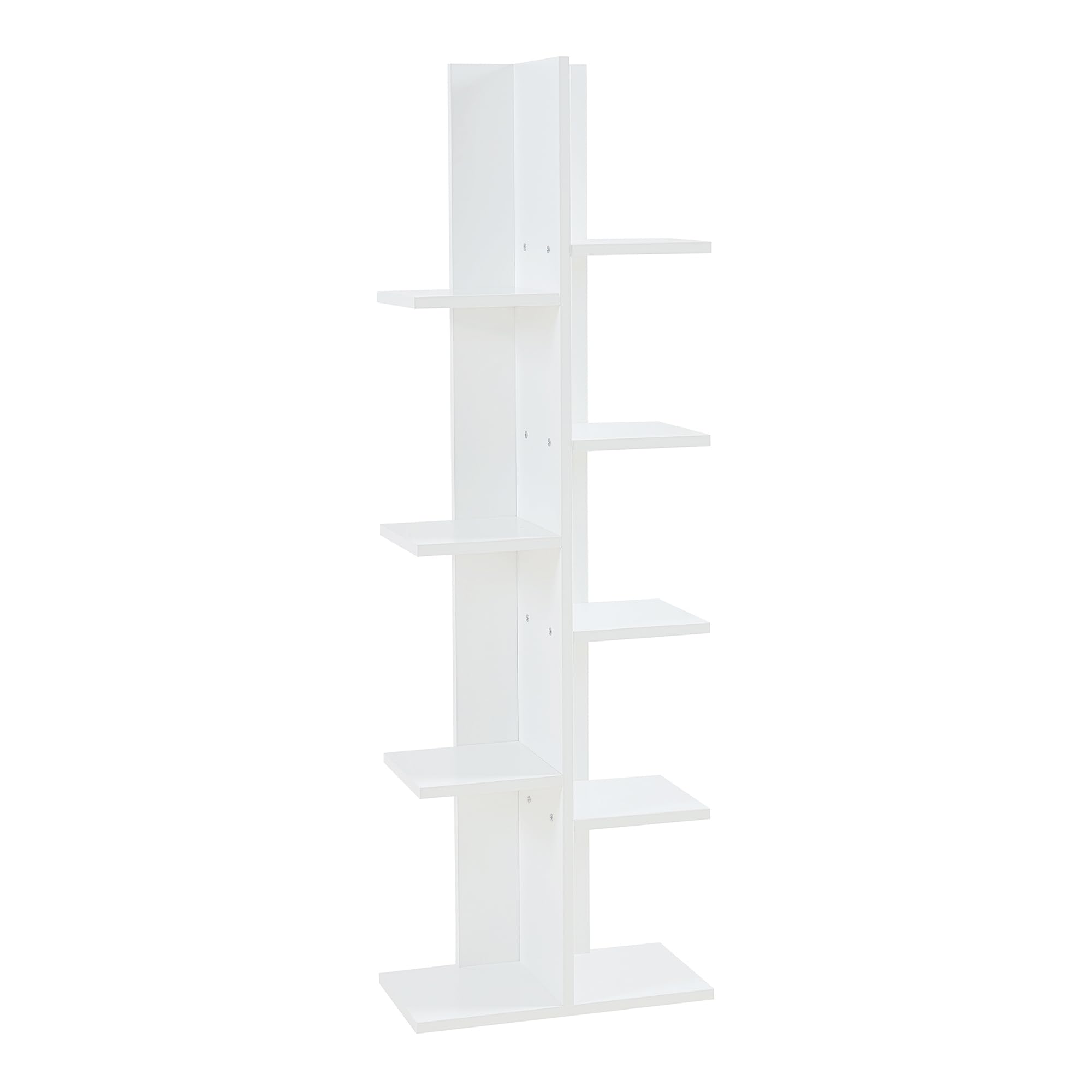[en.casa] Librería de 9 Niveles Biblioteca Estantería Idependiente con 9 Estantes para Oficina Salón Aglomerado 122 x 40 x 20 cm Blanco