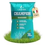 LERAVA® CHAMPION graszaad voor zon - 30m² - droogtetolerant en waterbesparend gazonzaad - loopvlakbestendig en slijtvast graszaad - geschikt voor alle locaties en grondsoorten - 'Made in Italy'