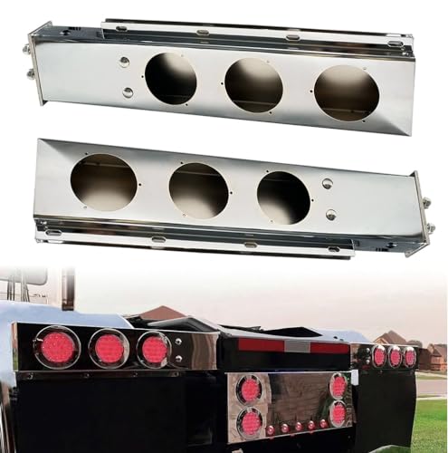 Image of New Stainless Steel 30 inch Mud Flap Hanger with Light Cutouts Spring Loaded 2-1 /2 inch Pattern Bolt Spacing Light Cutout 4 inch Length 30 inch for Freightliner Kenworth Peterbilt