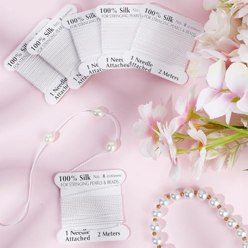 Beebeecraft 10m Silk Bead Cord 5 Card White Natural Twist Pure Thread for Stringing Weaving Knotting Jewelry Making Supplies - Image 4
