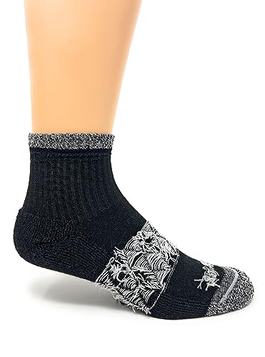Image of WARRIOR ALPACA SOCKS - All Day - Everyday - Terry Lined - Cushioned - All-Purpose Socks - Unisex (Medium, Black /Marl - Quarter Crew)