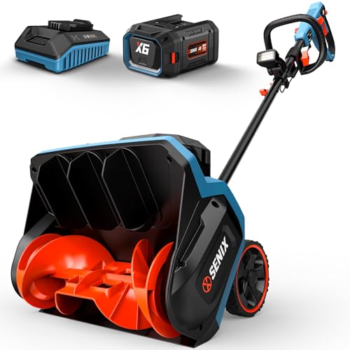 SENIX 60V 15" Cordless Snow Blower, Snow Shovel with Wheel