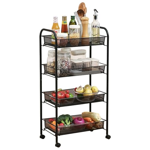 DANNMPX Carrito Organizador Carrito De 4 Niveles con Ruedas, Servicio, Almacenamiento Metal para Cocina, Estante para El Hogar, Organizador para Baño Cocina