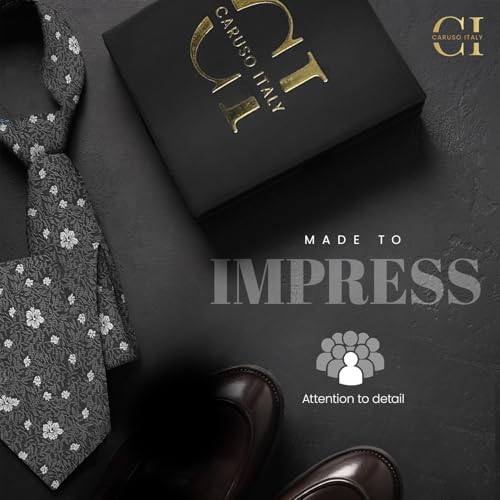Image of Caruso Italy Men Silk Necktie, Wrinkle-Resistant, Ideal for Business, Weddings, Office, and Casual Wear, Classic and Stylish Gift