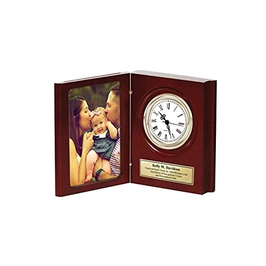 AllGiftFrames Folding Award Bookcase Photograph Engraved Desk Clock Personalized 4x6 Photo Picture Executive Employee Appreciation Gift Present Anniversary Wedding Case