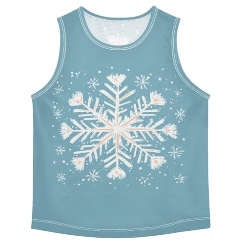 Boys Tank Top Shirts Winter Snowflake Floral Sleeveless T-Shirts Crew Neck for Kids Clothing Children