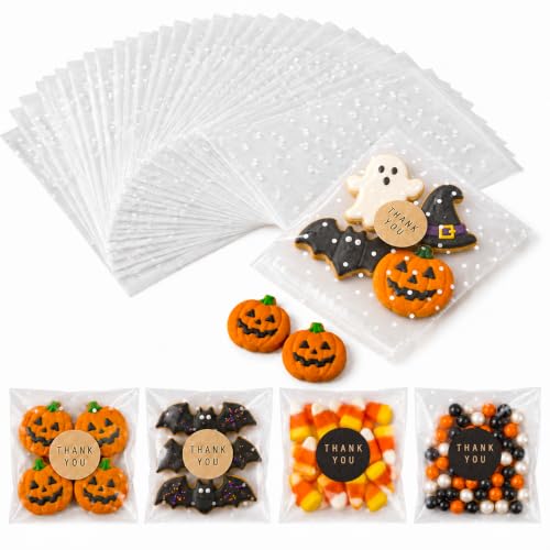 NPLUX Self Sealing Cellophane Bags, 100 Pack 4x4 inch for Cookie Favors