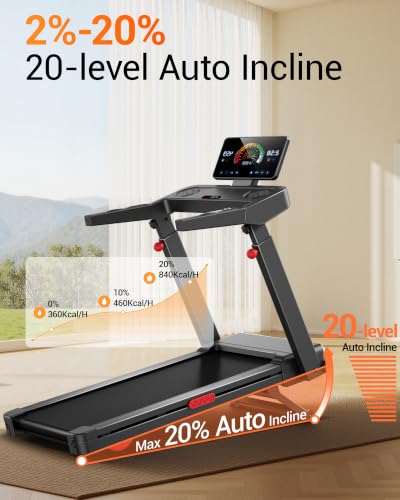 Image of CURSOR Treadmills for Home with 20% Auto /Manual Incline, 400 lb Capacity & 8.7MPH Compact Folding Treadmill 3.5HP Brushless, 42.5 inch *16.1 inch Running Area & Shock Absorption for Running /Walking
