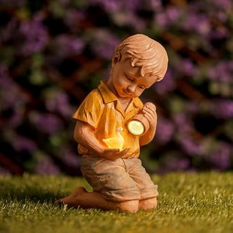 Garden Mile Boy with Duck Solar Ornament Cover