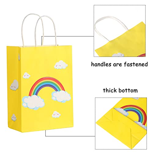 Image of BLEWINDZ 32 Pcs Rainbow Goodie Bags with 32 Tissues - 8.7 inch Small Gift Bags with Handles for Kids Birthday Party Favors, Baby Showers and Party Supplies