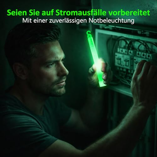 Kimimara 18 Premium Leuchtstäbe Grün – Ultra Bright Knicklichter mit Lanyard für Hochzeit, Militär, Camping, Halloween, Weihnachten, Partys & Outdoor-Events