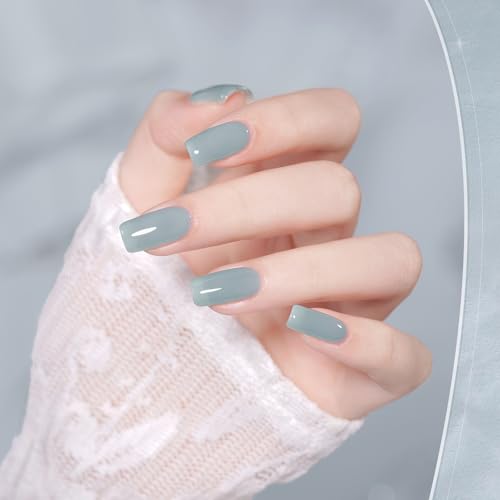 Image of GAOY Jelly Green Spring Summer Gel Nail Polish Set, 6 Transparent Colors Sheer Blue Pink Nude Soak Off UV Light Cure Gel Polish Kit for Salon and Nail Art DIY at Home